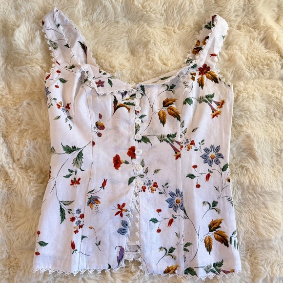 Reformation Tops - Reformation Viola Linen Top In Corsini, brand new, never worn, no flaws.